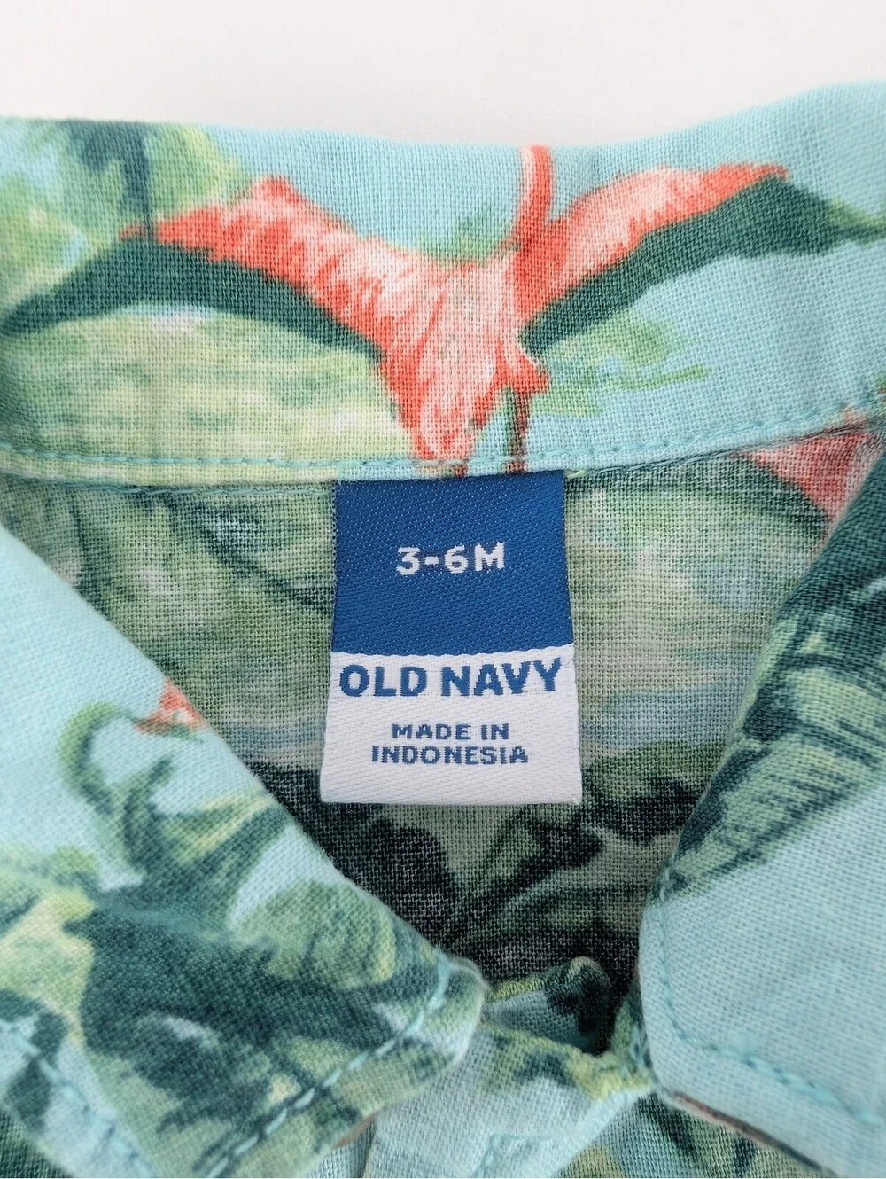 Old Navy Boys Tropical Flamingo Button-Down Shirt (Size: 3-6M)